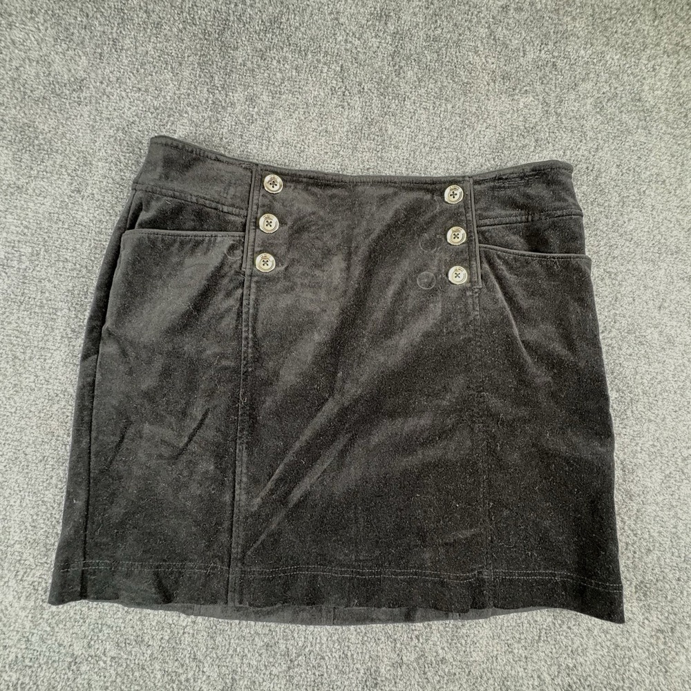 WHBM Skirt Womens 8 Black Velvet Velour Mini Sailor Preppy Quiet Luxury Academia